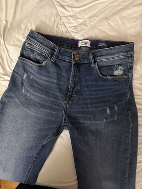 Kensie Distressed Slim Boyfriend Jeans - Dark Blue Wash